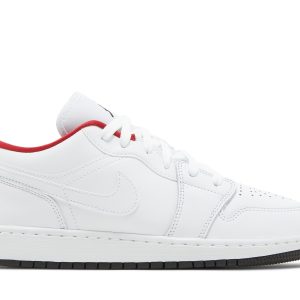 Air Jordan 1 Low GS Hvid Gym Rød Sort Sko 553560-164