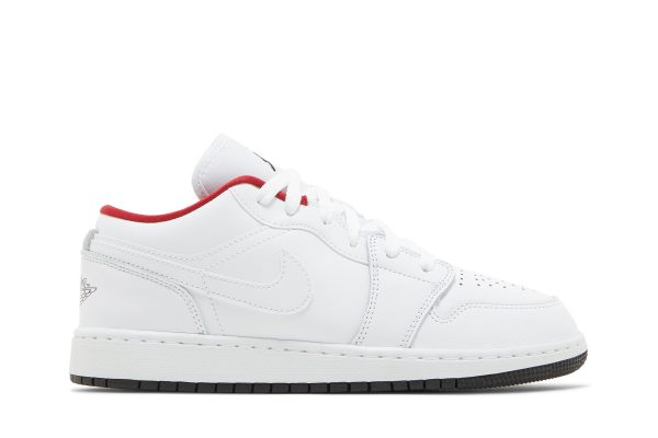 Air Jordan 1 Low GS Hvid Gym Rød Sort Sko 553560-164