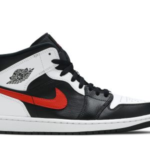 Air Jordan 1 Mid Sort Chile Rød Hvid Sko 554724-075