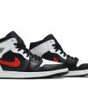 554724-075 Air Jordan 1 Mid Sort Chile Rød Hvid Sko-4