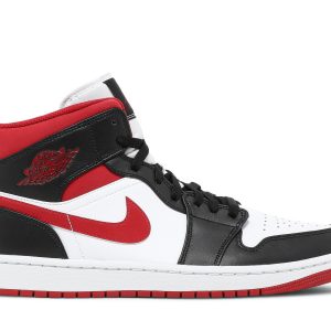 Air Jordan 1 Mid Sort Hvid Gym Rød Sko 554724-122