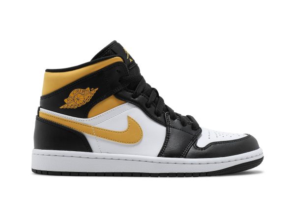 Air Jordan 1 Mid Black University Gold Sko 554724-177