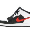 554725-075 Air Jordan 1 Mid GS Hvid Sort Chile Rød Sko-1