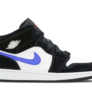 Køb Air Jordan 1 Mid GS Sort Racer Blå Sko 554725-084