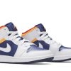 554725-131 Air Jordan 1 Mid GS White Deep Royal Blue Sko-1