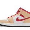 554725-201 Air Jordan 1 Mid GS Light Curry Cardinal Red Sko-1