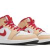 554725-201 Air Jordan 1 Mid GS Light Curry Cardinal Red Sko-4