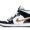 852542-007 Air Jordan 1 Mid Patent SE Black Gold Sko-1