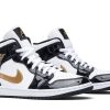 852542-007 Air Jordan 1 Mid Patent SE Black Gold Sko-4