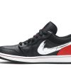 DA4659-001 Air Jordan 1 Low Brushstroke Swoosh Sort Rød Sko-1