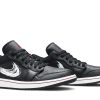 DA4659-001 Air Jordan 1 Low Brushstroke Swoosh Sort Rød Sko-4