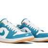 DC6991-400 Air Jordan 1 Low SE Barcelona Cyber Teal Hvid Gum Sko-4