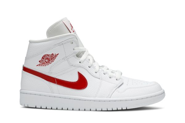 Køb Air Jordan 1 Mid Hvid Universitetsrød BQ6472-106 Sko til damer Online