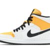 Køb Air Jordan 1 Mid White Perforated Laser Orange BQ6472-107 Sko til damer Online-1