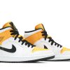 Køb Air Jordan 1 Mid White Perforated Laser Orange BQ6472-107 Sko til damer Online-4