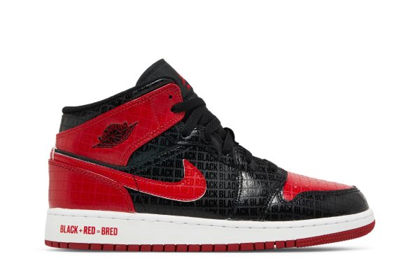 Køb Air Jordan 1 Mid SE GS Bred Text DM9650-001 Sko Online