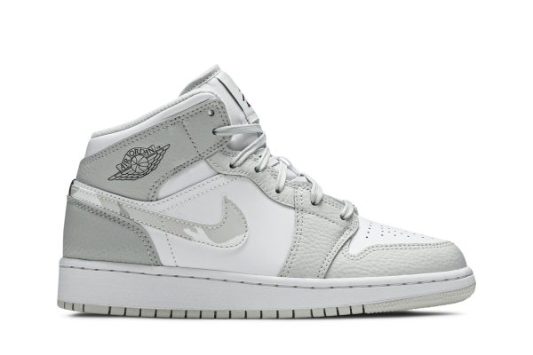 Køb Air Jordan 1 Mid SE GS Grey Camo DD3235-100 Sko Online