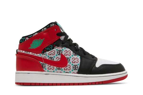 Køb Air Jordan 1 Mid SE GS Ugly Christmas Sweater DM1208-150 Sko Online