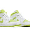 Køb Air Jordan 1 Mid White Lime BQ6472-131 Sko til damer Online-4