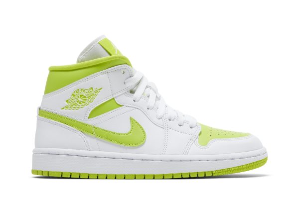 Køb Air Jordan 1 Mid White Lime BQ6472-131 Sko til damer Online