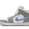 Køb Air Jordan 1 Mid Wolf Grey Aluminum BQ6472-105 Sko til damer Online-1