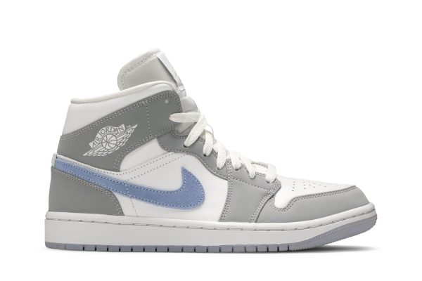 Køb Air Jordan 1 Mid Wolf Grey Aluminum BQ6472-105 Sko til damer Online